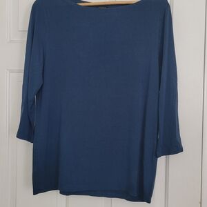 Ann Taylor Deep Blue 3/4 Long Sleeve Top